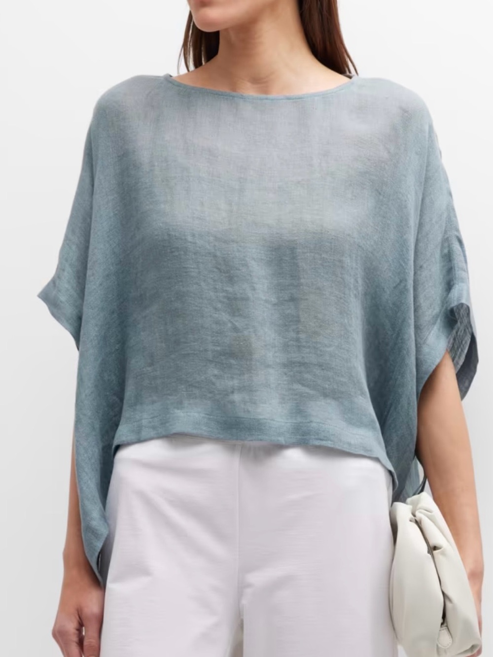 Eileen Fisher Lightweight Blue Women's Linen Poncho
